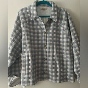 Blue and white gingham jacket